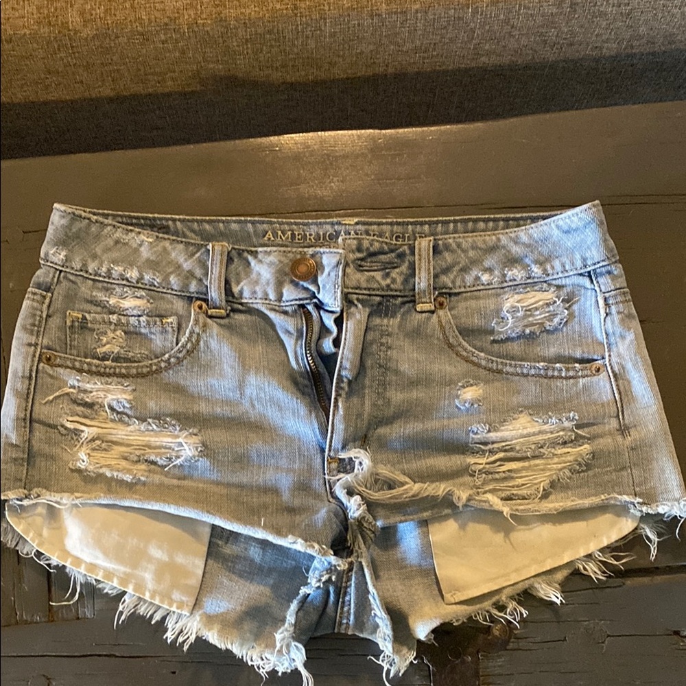 American Eagle Outfitters Blue Jean Shorts Distressed Style